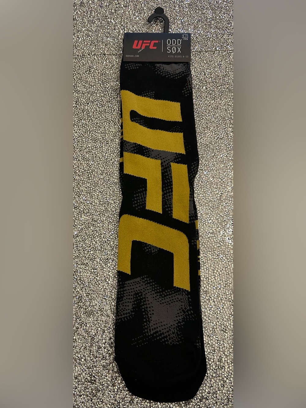 UFC Black and Yellow Graphic Crew Socks1 pair Size 6-13